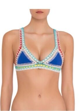 KIINI TUESDAY - BIKINI TOP Blue Crochet Trim Bikini Top